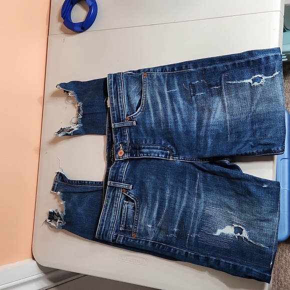 Lucky Brand " Ava Skinny" Distressed 8/29 Ankle Blue Wash Denim Jeans - Picture 6 of 13